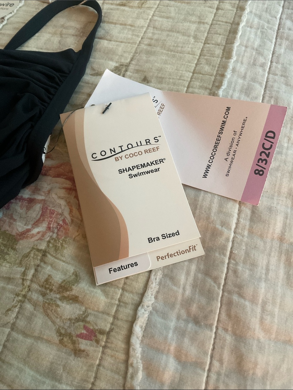 NWT Contours Shapewear Swimsuit Mesh Sides Sz 8 32=C/D Black One-Piece - Picture 7 of 9